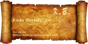 Kada Borbála névjegykártya
